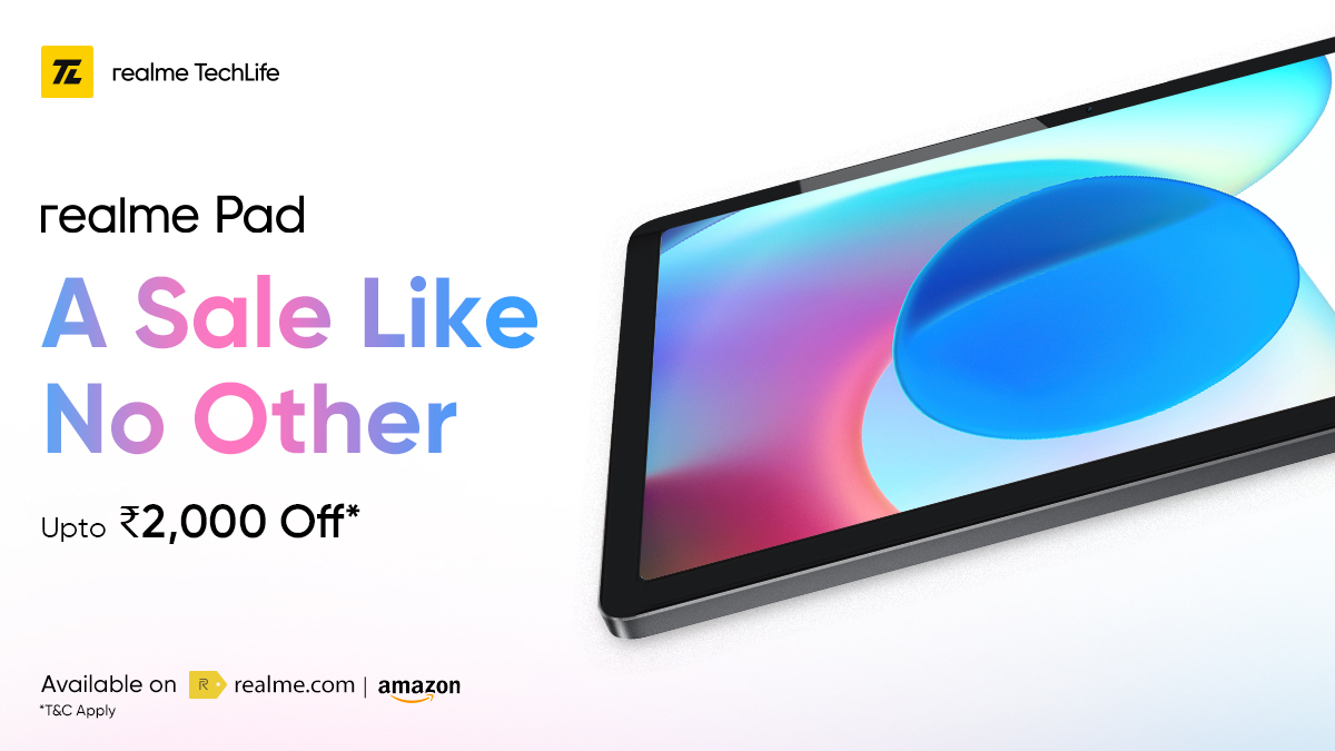realmenarzoIN's tweet photo. Get ready for #UltraSlimRealFun at slim prices!
Enjoy your favourite #realmePad with up to ₹2000 off* on @amazonIN!
*T&C Apply
Buy now: https://t.co/n1gGilvu7B https://t.co/q3i9cKp2aw