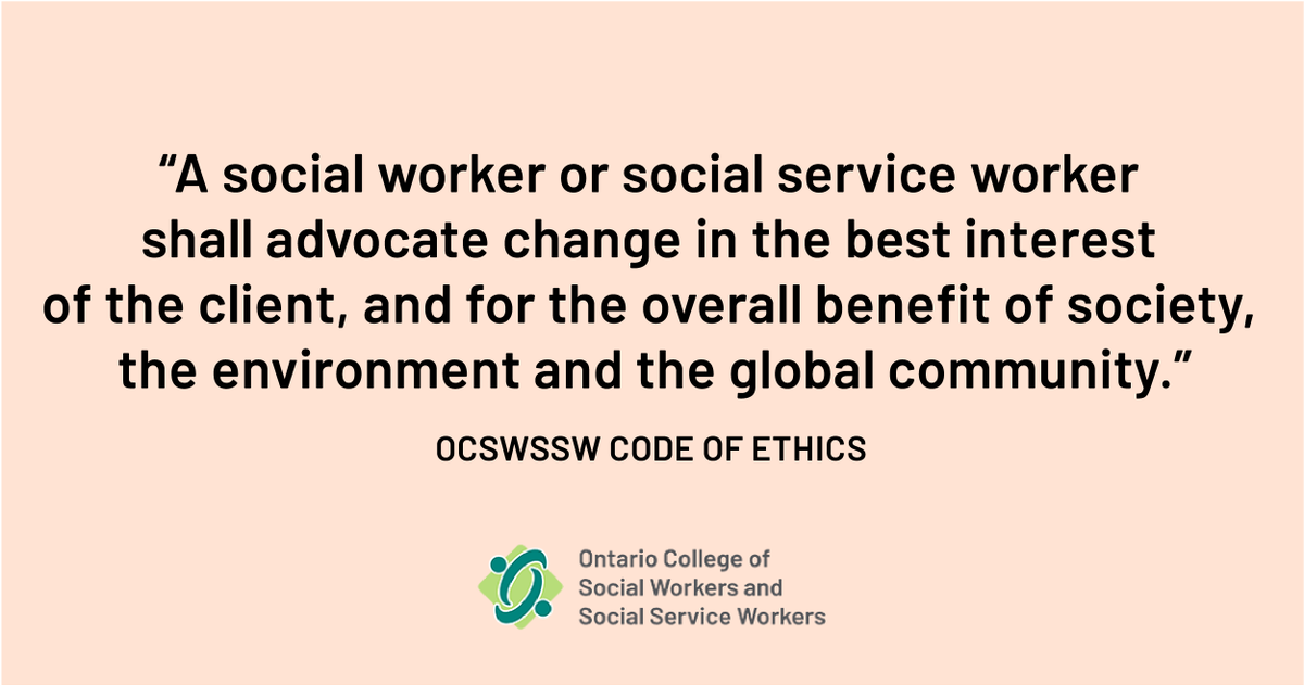 OCSWSSW's tweet photo. Share if you agree! A social worker or social service worker shall advocate change in the best interest of the client, and for the overall benefit of society, the environment and the global community. #SocialWork #SocialServiceWork #ProfessionalQualifiedAccountable https://t.co/oGoKFAkcS6
