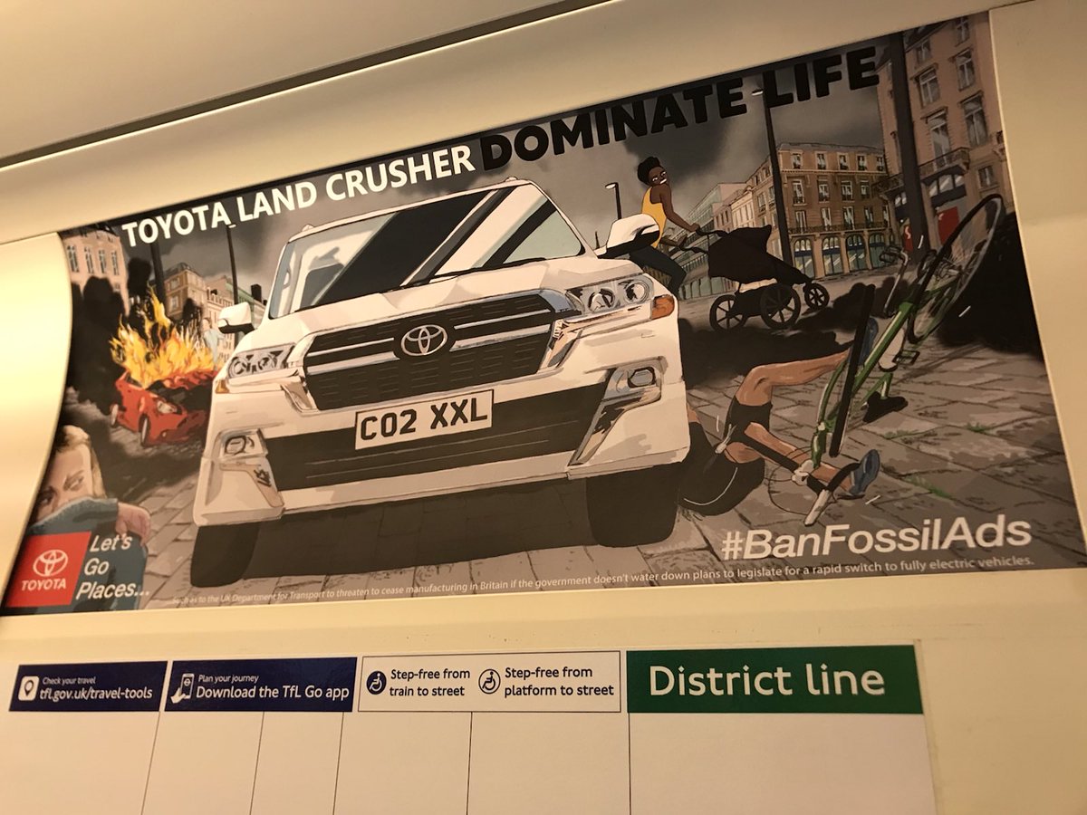 Wow! Loving this new look, honest advertising on the tube today #Toyota 😍
#BeyondZero #BanFossilAds  #BrusselsMotorShow