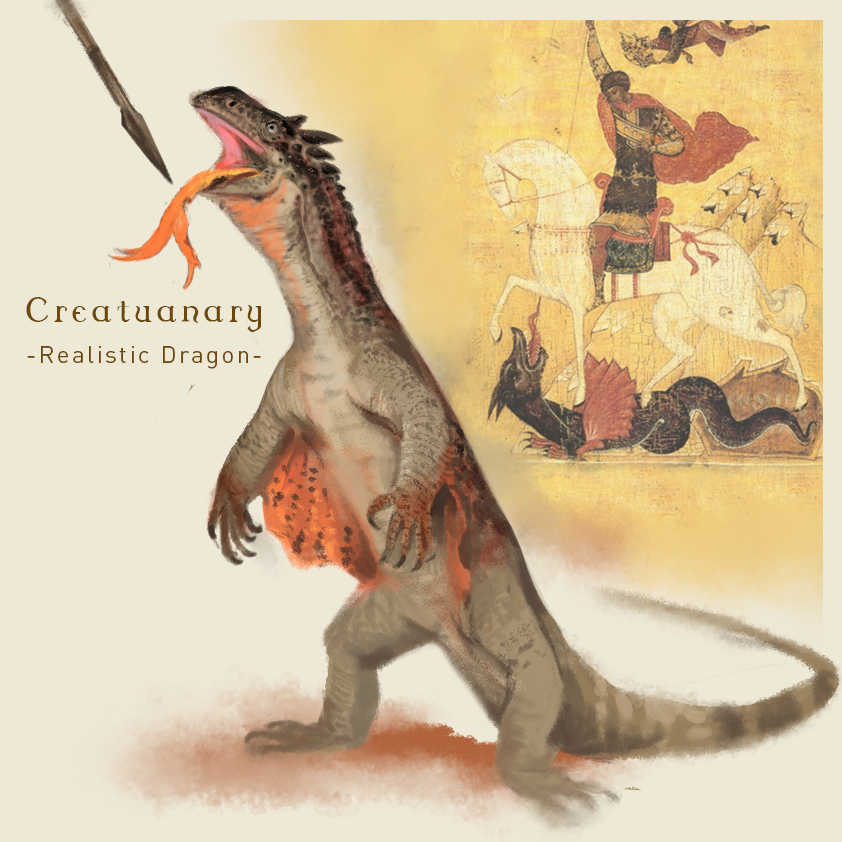 St George's monitor lizard
#creatuanary_crew2023 #creatuanary #creatuanary2023 #specbio #speculativeevolution #creaturedesign #specbio #conceptart #dragon #mythology