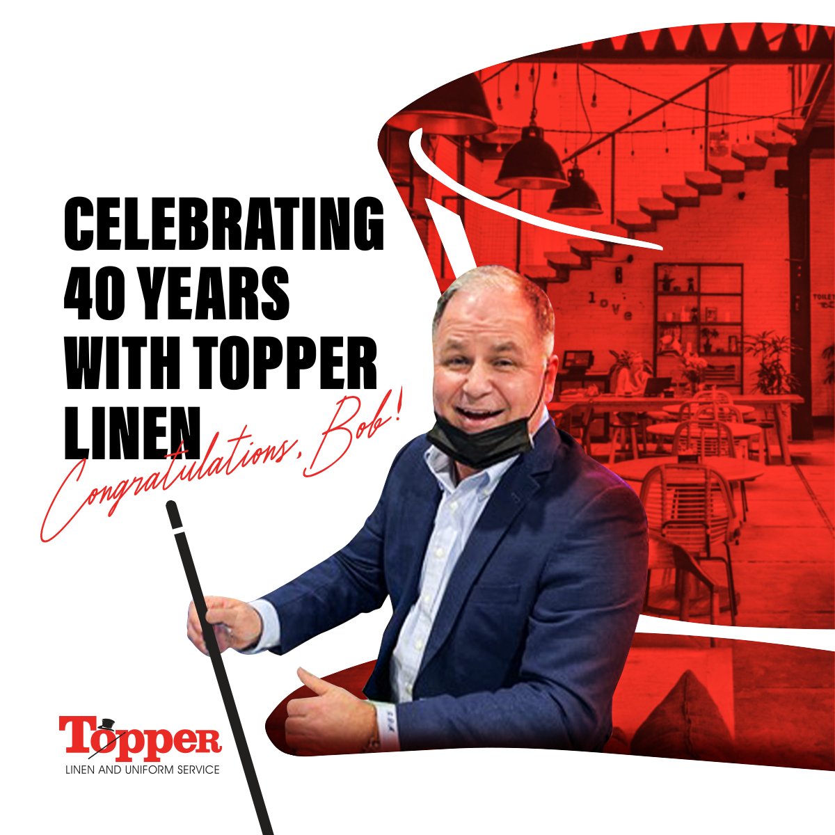 Join us in congratulating Bob Morley for 40 years with Topper Linen! Bob first joined our family as a university summer driver, and is currently our VP/CFO. His financial prudence has been a huge part of our success. Thank you for all of your hard work and dedication, Bob!