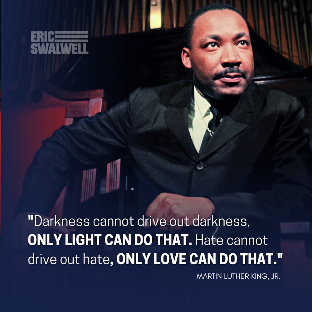 "Darkness cannot drive out darkness, only light can do that. Hate cannot drive out hate, only love can do that." #MLKDAY