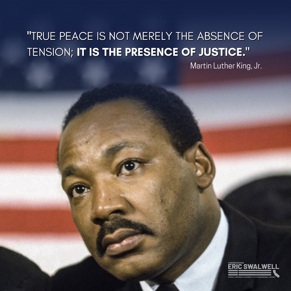 "True peace is not merely the absence of tension; it is the presence of justice." #MLKDAY