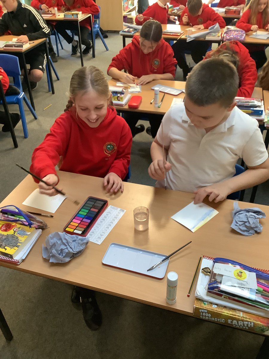 Year6OPS's tweet photo. So much concentration and effort has gone into our #art session in Monet today. Using watercolours we have produced desert landscapes in an abstract style #contextualised https://t.co/u5ZXyHkqBs