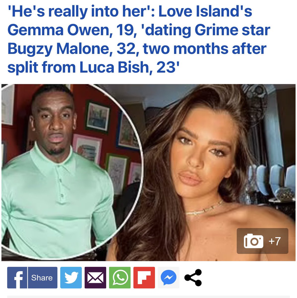LOOOOOL what have I just read? Bugzy Malone and Gemma? I know Michael Owen is tearing his house down as we speak 😭