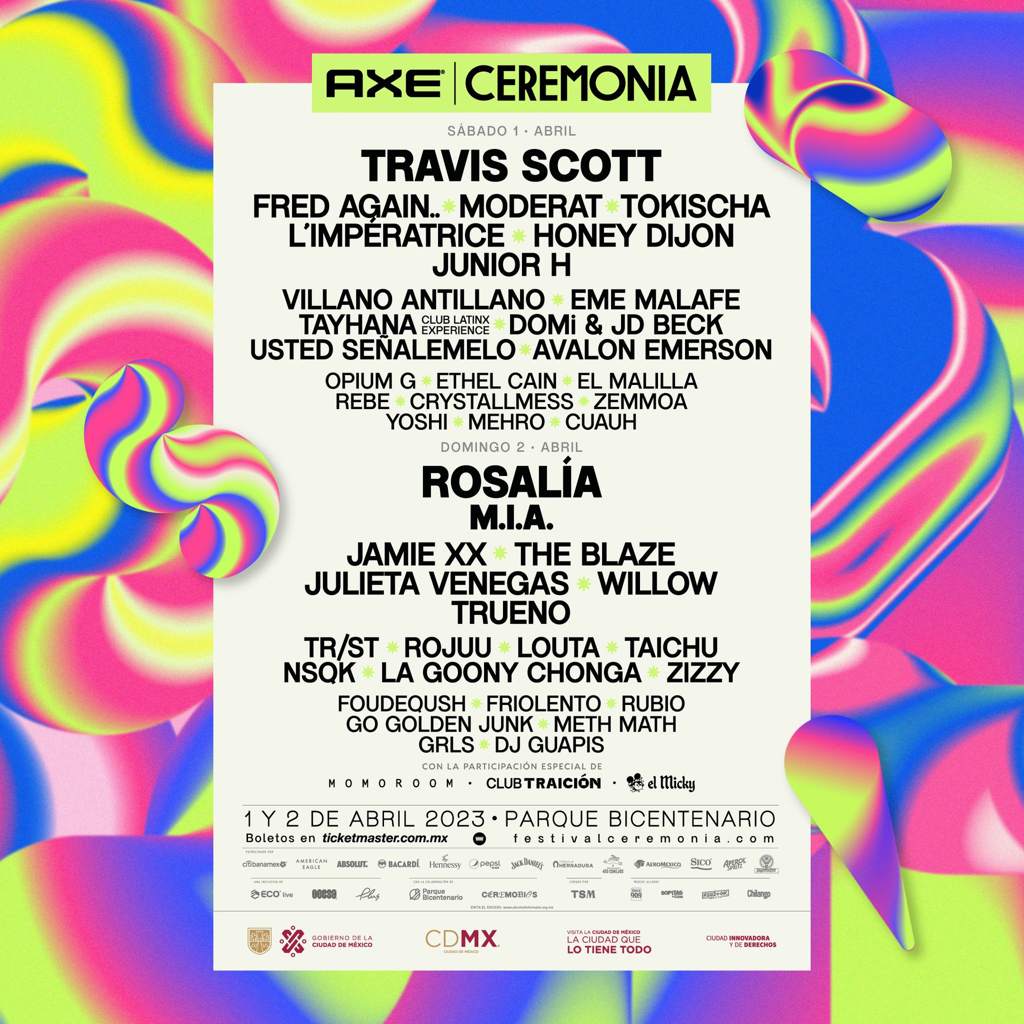 AXE Ceremonia on Twitter: "Ya no aguantábamos más Conoce el cartel completo de AXE Ceremonia 2023 Nos vemos este 1 y 2 de Abril en el @PBicentenarioMX para romperla ⚡️Consigue tus