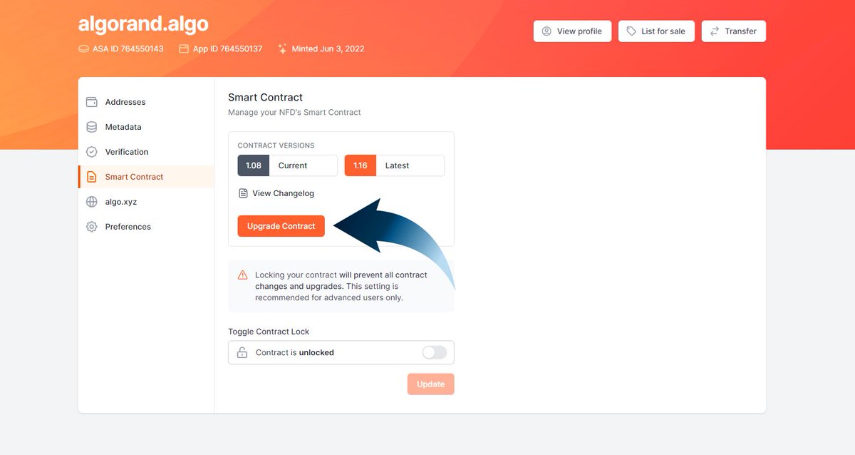 NFDomains's tweet image. Segments are live on #Algorand mainnet 🔥
To enable segmenting, upgrade your smart contract to the latest version (1.16)
Edit-> Smart Contract-> Upgrade Contract
Read all about #NFD segments here:
docs.nf.domains/guides/manage-…