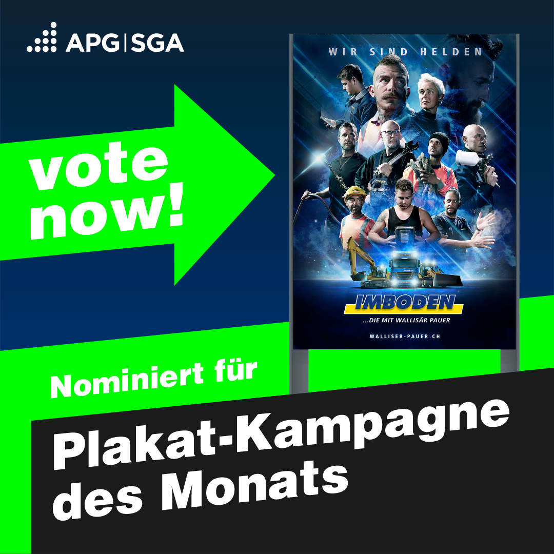 Uf äs Neus! 💥
Mit der Kampagne #WirsindHelden 🦸‍♂️ von Ulrich Imboden AG sind wir nominiert für das #PosterOfTheMonth der apg_sga. 😍 Link zur Abstimmung ist in der Bio. Wir würden uns sehr über eure Stimme freuen! 🙏🏼