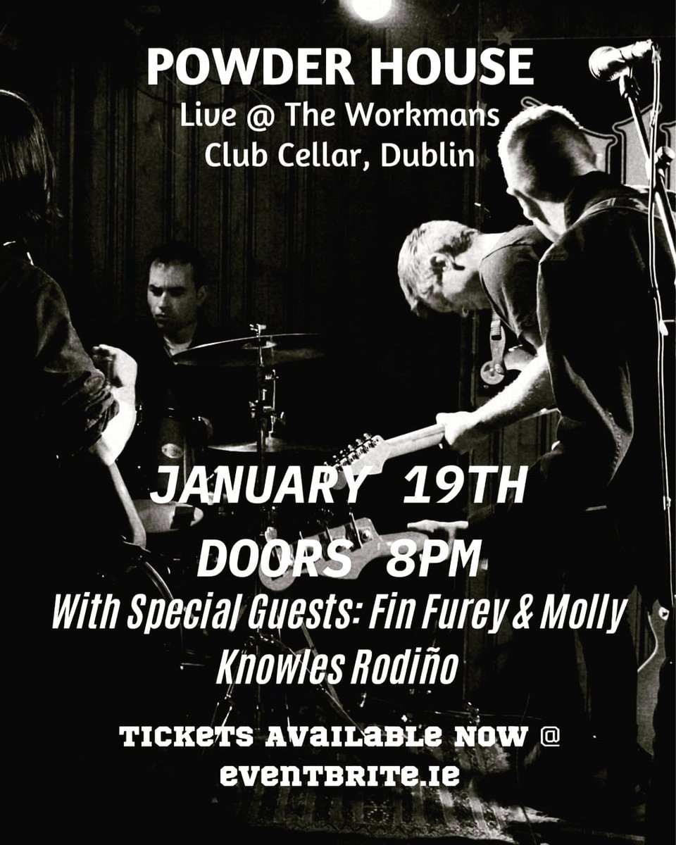 Powder House (@powderhouse20) on Twitter photo Dublin! We will be live at <a href="/WorkmansDublin/">The Workmans Club</a> Cellar on January 19th with Special Guests Fin Furey and Molly Knowles RodiΓ±o
Tickets Available at: eventbrite.com/e/powder-houseβ¦
#livemusic #music #dublin #dublingigs #concert #dublinconcerts #livemusicdublin Dublin! We will be live at <a href="/WorkmansDublin/">The Workmans Club</a> Cellar on January 19th with Special Guests Fin Furey and Molly Knowles RodiΓ±o
Tickets Available at: eventbrite.com/e/powder-houseβ¦
#livemusic #music #dublin #dublingigs #concert #dublinconcerts #livemusicdublin