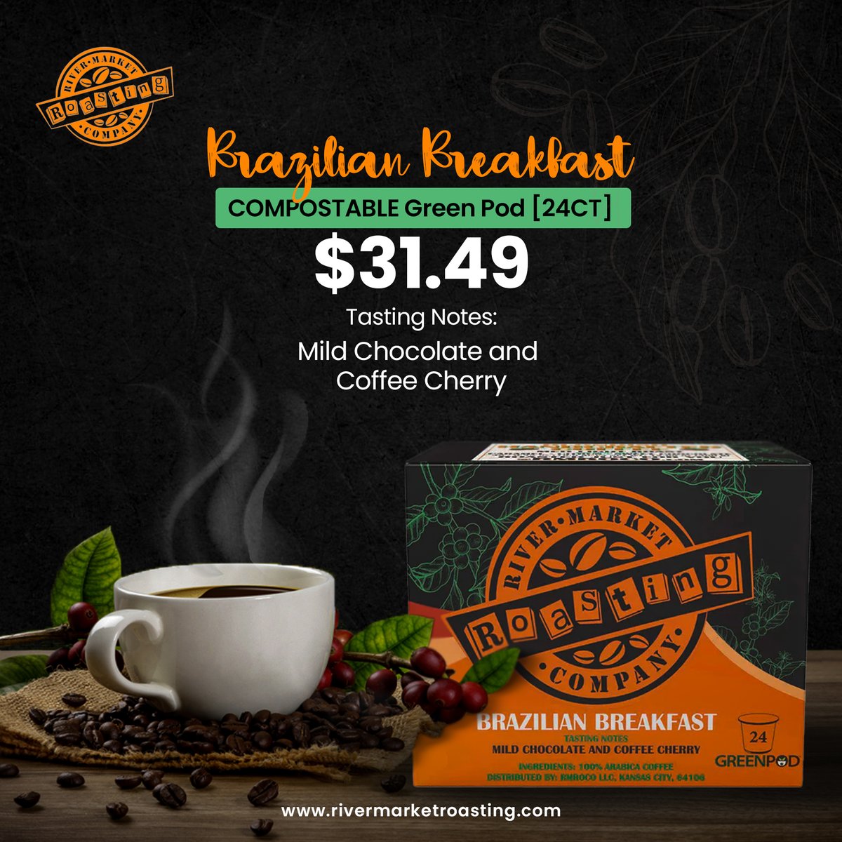 rmroasting's tweet photo. -Medium Roast
-Compostable Green Pod [24CT]
-Keurig Compatible Including 2.0 Brewers
-Eco-Friendly, Individually wrapped, Nitrogen Flushed for Freshness
-100% Compostable Single Serve Pods

#Rivermarketroasting #premiumcoffee #icedtea #icedcoffee #specialtycoffee #instafood https://t.co/D8w1Q2R5C6