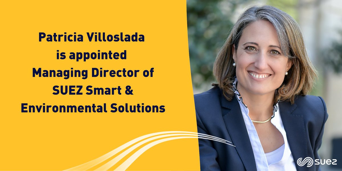 Patricia Villoslada is appointed Managing Director of SUEZ Smart &amp; Environmental Solutions. As the European leader in smart water metering services, SES offers #digital solutions to improve #water and #waste management, thanks to #BigData
➡️ suez.com/en/news/press-…