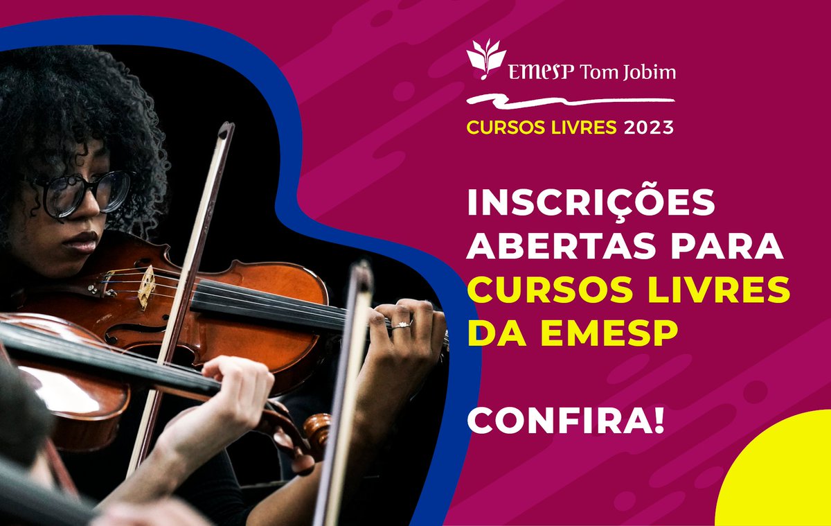 emesp's tweet image. Chegou sua hora de estudar gratuitamente em uma das maiores escolas de música do país! Até o dia 29/01 estão abertas as inscrições do processo seletivo para nossos CURSOS LIVRES. Ao todo, 72 cursos estão disponíveis. Confira:
emesp.org.br/cursos-livres-…