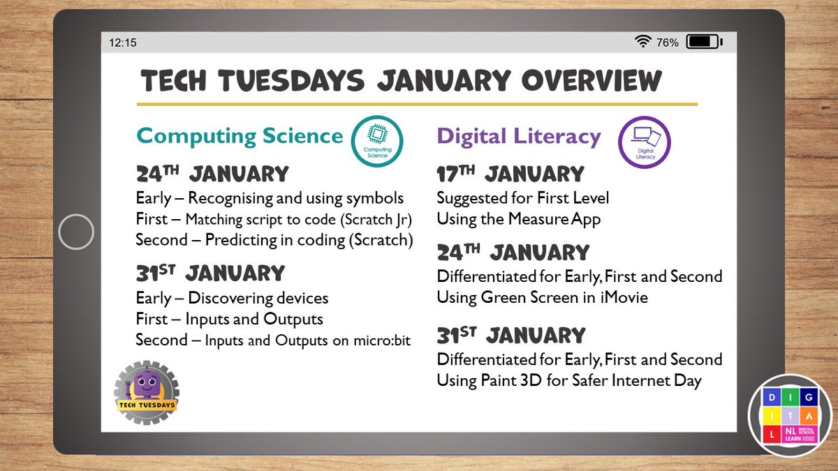 Tech Tuesdays are designed to support high quality teaching &amp; learning. From 24th January, we will release an activity guide &amp; modelled example across Digital Literacy &amp; Computing Science 💻#TechTuesdays <a href="/JillWoodward20/">Jill Woodward</a> <a href="/DB_AKODS/">Derek Brown</a> <a href="/HofENLcentral/">Gerard McLaughlin</a> <a href="/oneilljdo/">Janie O’Neill</a> <a href="/DigiLearnScot/">Digital Learning and Teaching</a> @ictcrowd