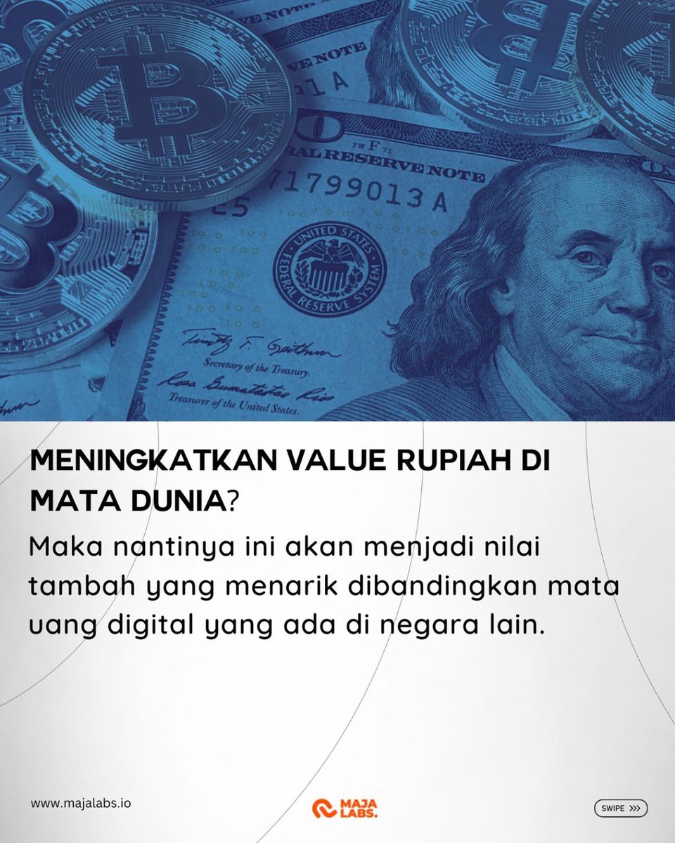 majalabs_xyz's tweet photo. Hebat nya lagi jika hal ini terwujud tentunya akan menambah nilai tambah yang menarik dibandingkan mata uang digital yang ada di negara lain lhoo👍🏻💵🇲🇨

What your thoughts on this? comment down below👇🏻🤩

#majalabs #nftart #rupiahdigital #bankindonesia #metaverse #nftcommunity https://t.co/FMnLA6jiEN