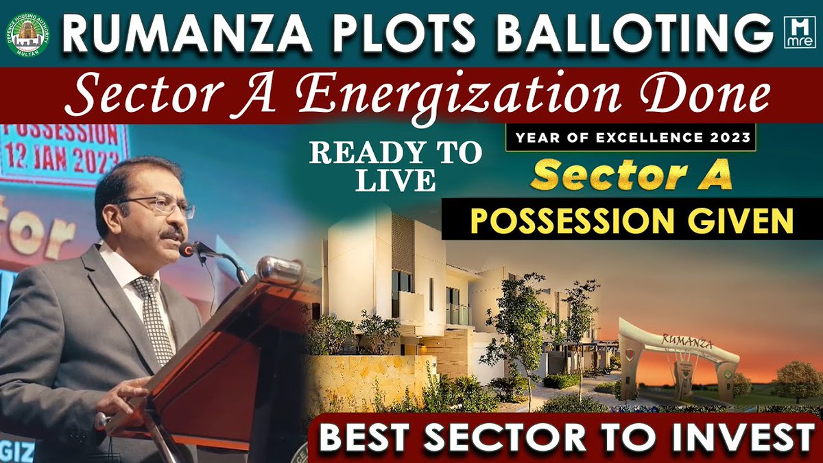 MreRealstate's tweet image. #DHA Multan #Possession &amp;amp; Electric #Energization of #Sector A and #Rumanza Ballot #Ceremony - Shahid Chouhdry - #Multan  #RealEstate #MRE

youtu.be/Ewae5DACjFc