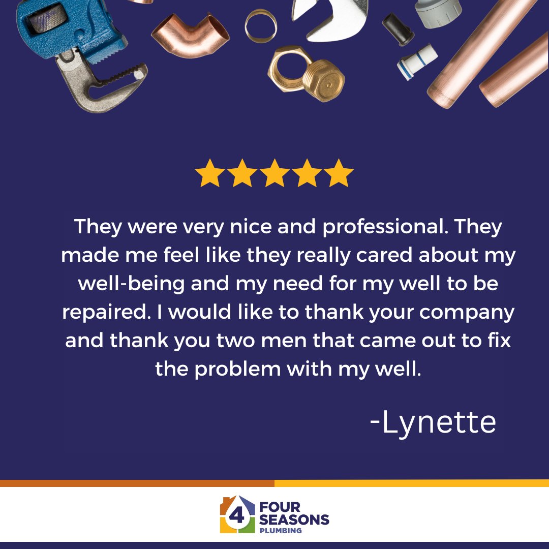 seasons_nc's tweet photo. ⭐️⭐️⭐️⭐️⭐️Our dedicated team is here for you whenever you need us. Here is what Lynette had to say about her most recent visit from our team:

#review #asheville #ashevilleplumber #callfourseasons #fourseasonsplumbing #fivestar #werethebest #wecanfixit #dig #wellrepair https://t.co/4hMnjCoink