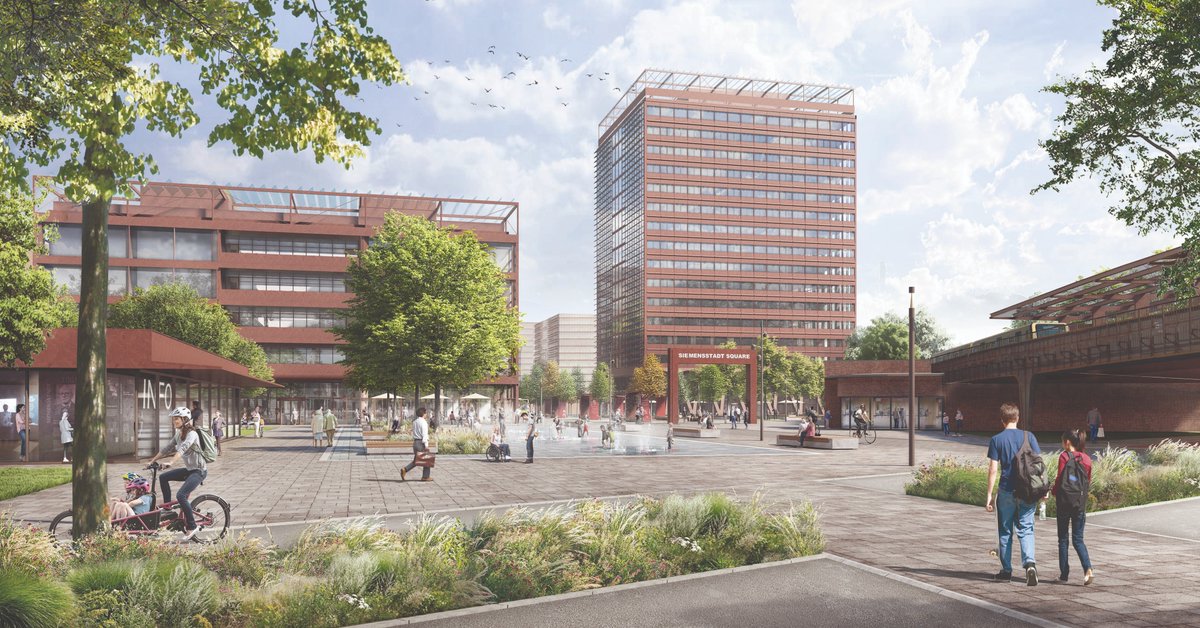 SiemensDE's tweet photo. Neugierig, wie das Entrée unserer #SiemensstadtSquare in Zukunft aussehen wird? Ein Blick durch unsere Glaskugel verrät es und so viel sei gesagt: Seine Aufgabe als Gesicht des neuen Berliner Stadtteils wird es mit Bravour meistern. Mehr hier nachlesen 👇