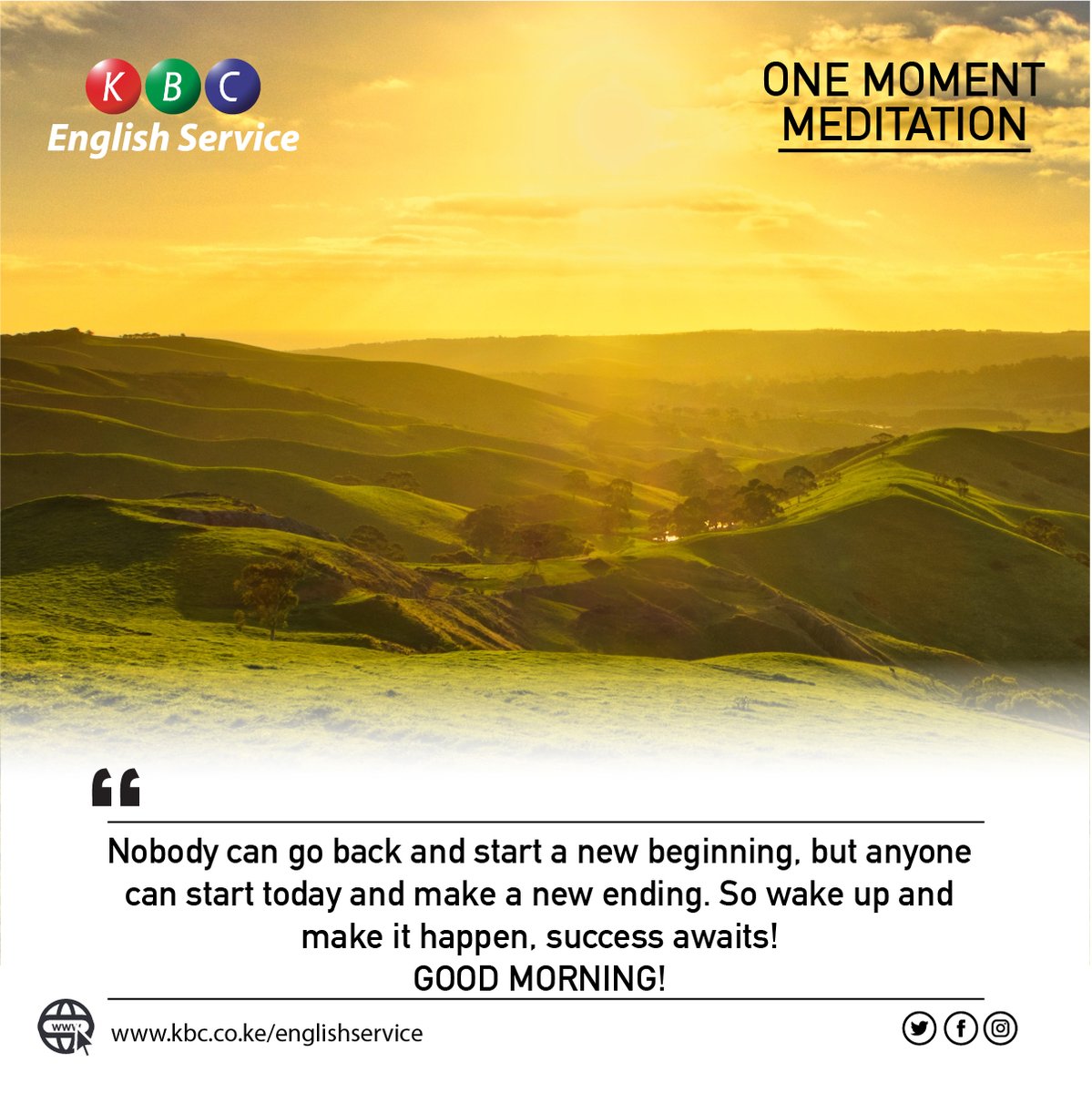Your Tuesday morning Moment of Meditation 🙏;
Nobody can go back and start a new beginning, but anyone can start today and make a new ending. So wake up and make it happen, success awaits!
GOOD MORNING!

^PMN
#BreakfastClubKBC