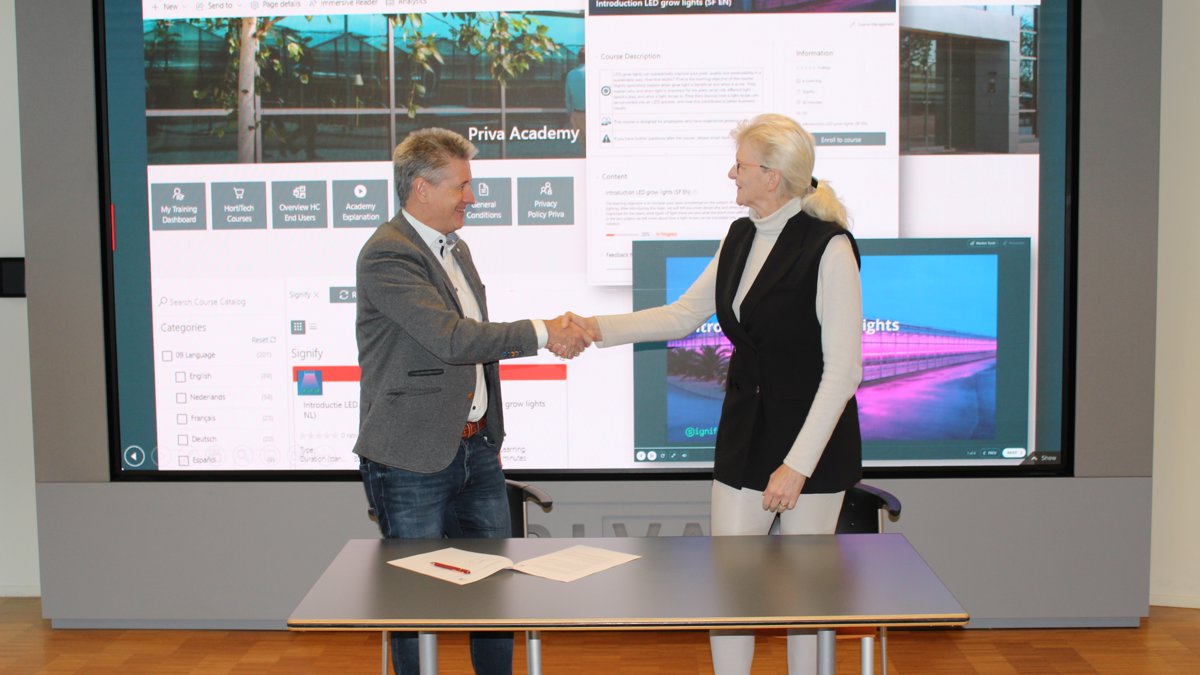 We're happy to announce that we're expanding Priva Academy's training opportunities through a partnership with Signify. The training program will be expanded to include LED grow light training. hubs.la/Q01y6jn80