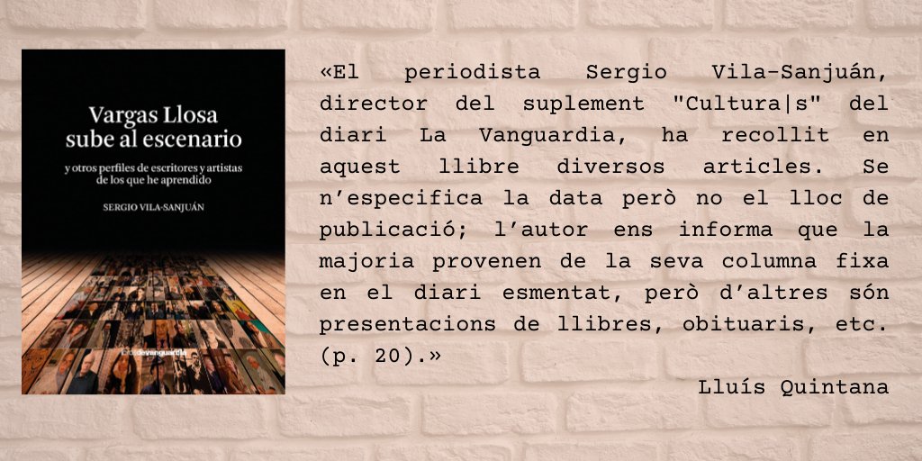 Nova publicació al blog @EdL_UB «Vargas Llosa sube al escenario», de Sergio Vila-Sanjuán #LibrosdeVanguardia fima.ub.edu/edl/ca/vargas-… per Lluís Quintana