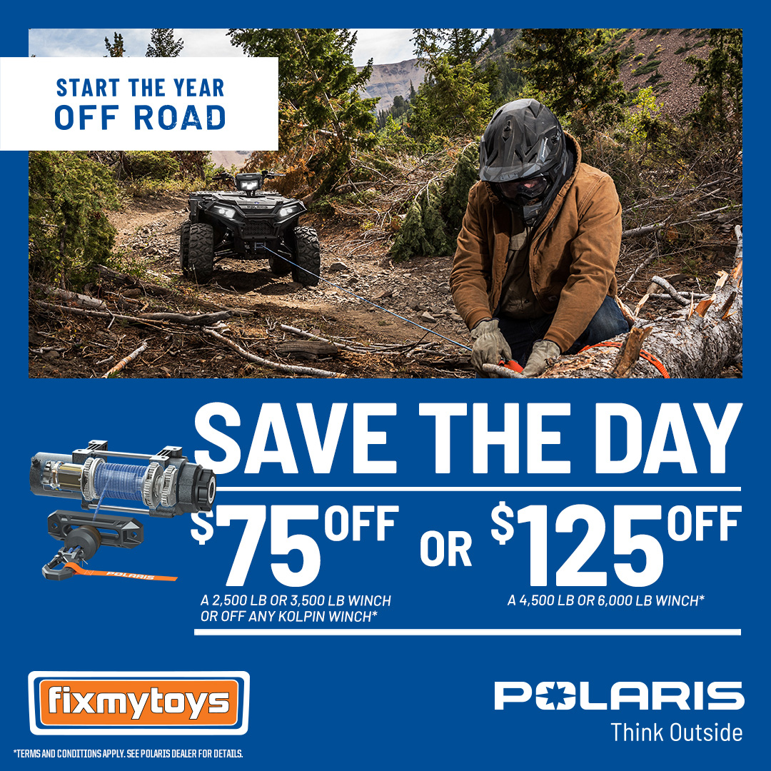 FixMyToys's tweet photo. Upgrade and save. Purchase select Polaris and Kolpin winches for your ride and receive an instant rebate while supplies last! 
#polaris #utv #atv #offroad #powersports #kolpin #polarisrzr #polarisgeneral #polarisranger https://t.co/NsElEjDrLY