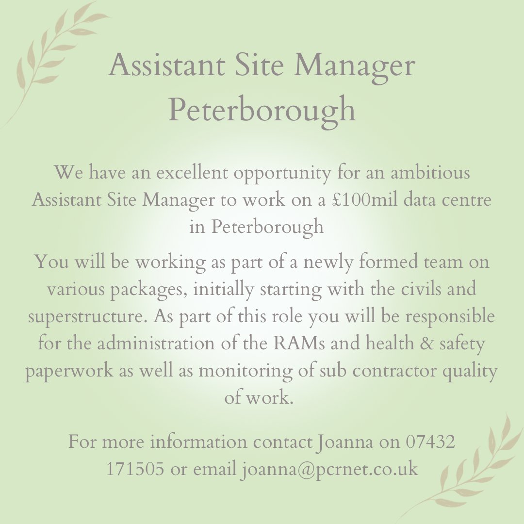 Great opportunity for an Assistant Site Manager based in Peterborough on a flagship project

#peterboroughjobs #assistantsitemanager #asm #sitemanagerjobs #construction #constructionjobs #datacentre #datacentejobs #hiring #recruiting #maincontractor #maincontractorjobs