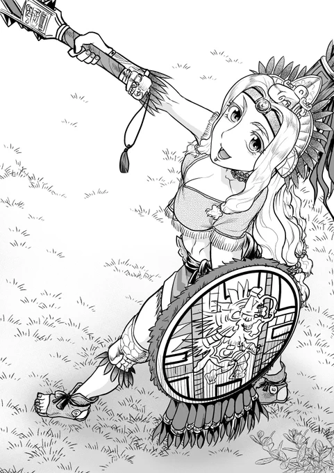 目的地を目指し草原を往く今日のお姉さん 