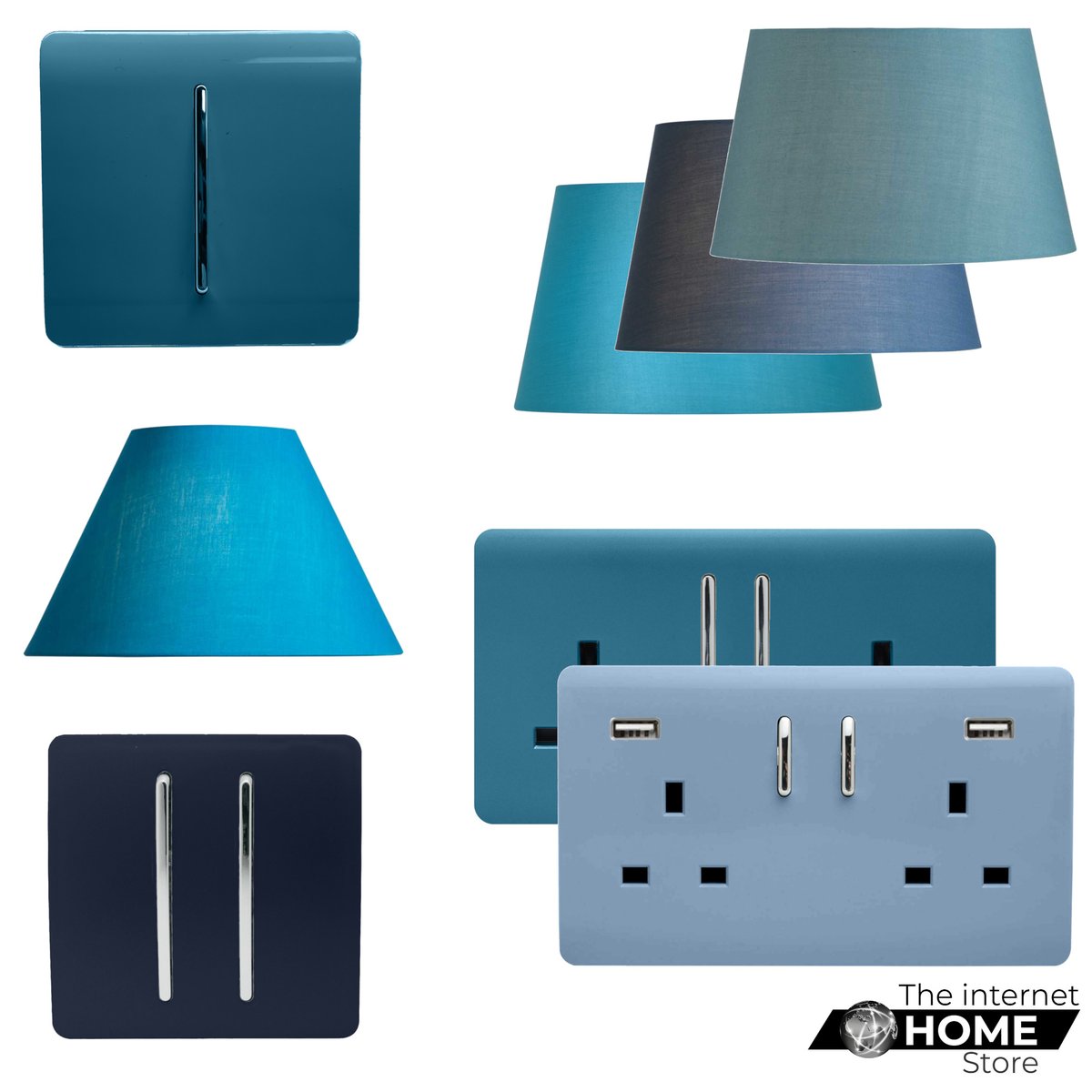 #mondayblues got you down? We have you covered with our selection of #switches &amp; #led dimmers, #sockets with #USB charging &amp; #lampshades for your #table, #floor or #ceiling fittings in various shades of #blue. All with 20% off this #January.

Just visit theinternethomestore.co.uk/blue-37-c.asp
