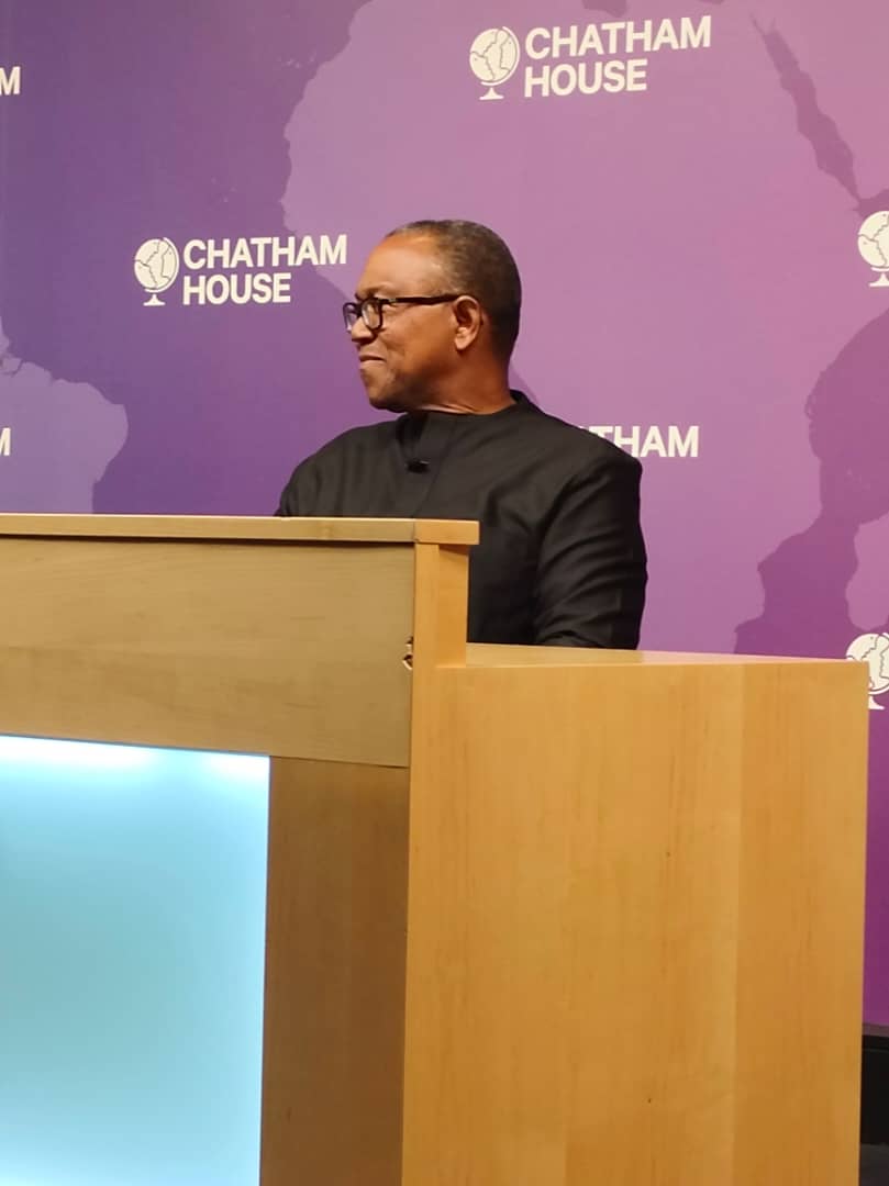 Stellar performance by Mr. Peter Obi at Chatham House today, especially the Q&amp;A session. Apart from being knowledgeable and witty, he comes across as honest and sincere. Nigerians, #BeWise. #VoteForYourFuture.
<a href="/PeterObi/">Peter Obi</a> <a href="/dattibabaahmed/">Senator Datti Baba-Ahmed PhD</a> <a href="/AishaYesufu/">Aisha Yesufu</a> <a href="/ChathamHouse/">Chatham House</a>