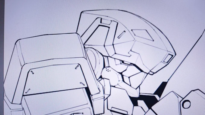 柳瀬さんのラフ設定だと、もう少しメット部分が大きくて顔が小さいのよね。MODEROIDも含めてキットになってるモノはみんな顔面がデカいのよぁ。。。 