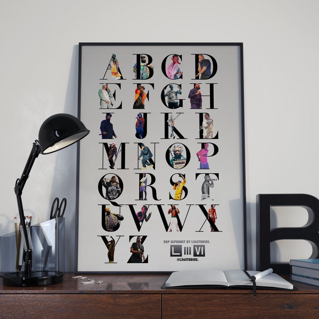 L36Studios's tweet photo. Any rap fans about?👀 Another instalment of the A-Z series is now live! See your favourite in here? Can be personalised with different artists upon request, DM to order! https://t.co/BouXLnRPLV
