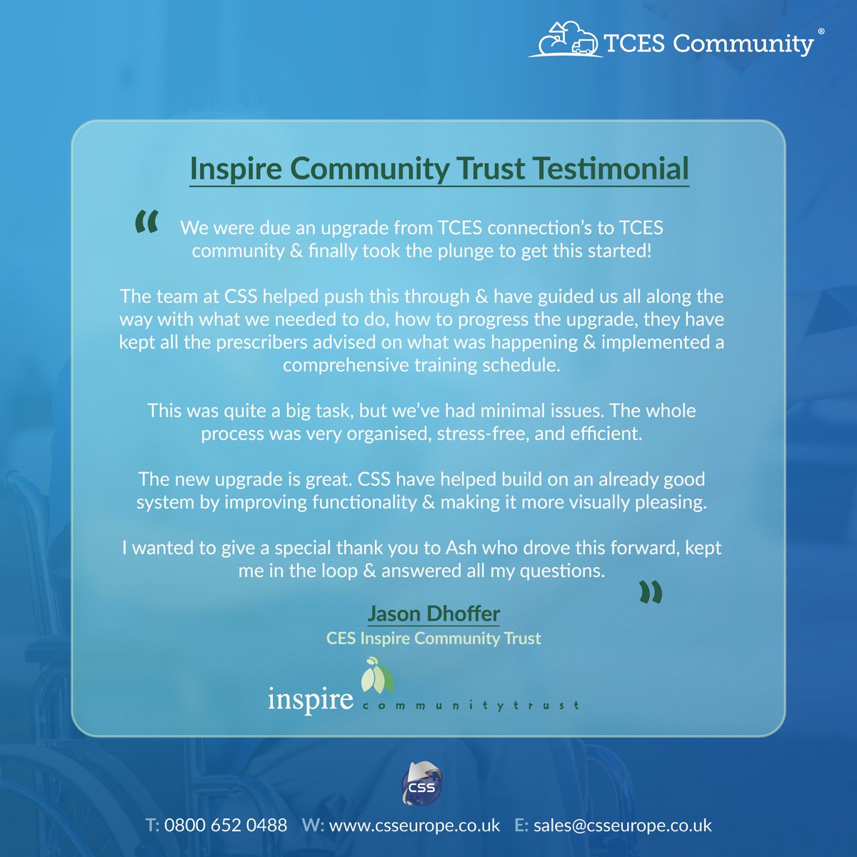 TCES_Community's tweet image. We are thrilled to have received another positive testimonial from one of our customers. This time the testimonial is regarding an upgrade from our TCES Connections to the TCES Community equipment ordering solution. 

#Healthcaresolutions #Communityequipment