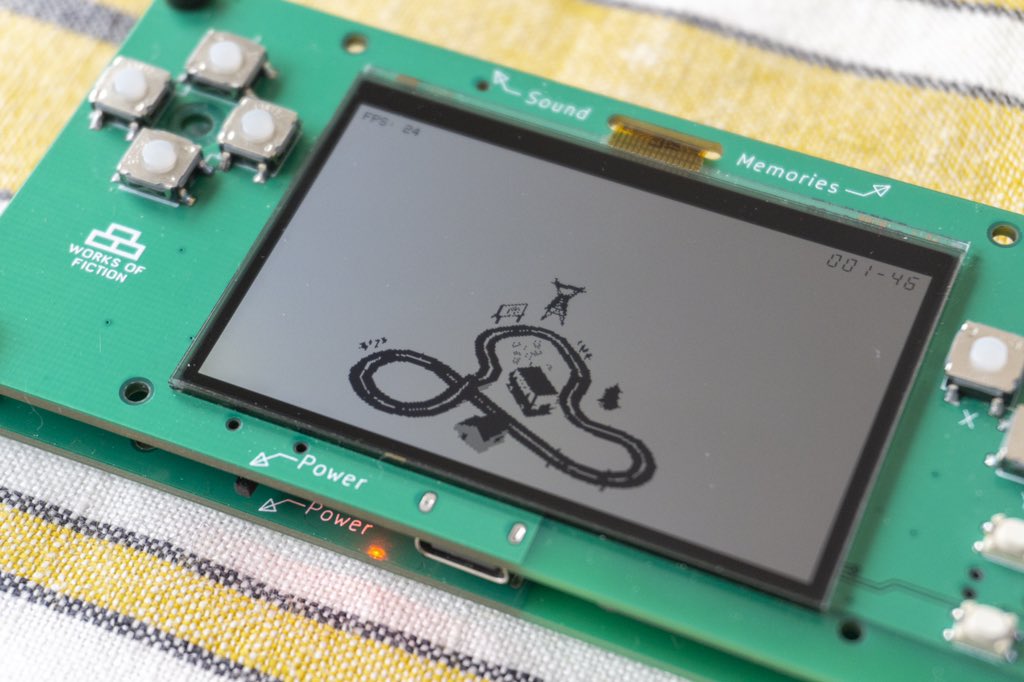 The front of the device has a super crisp SHARP memory display