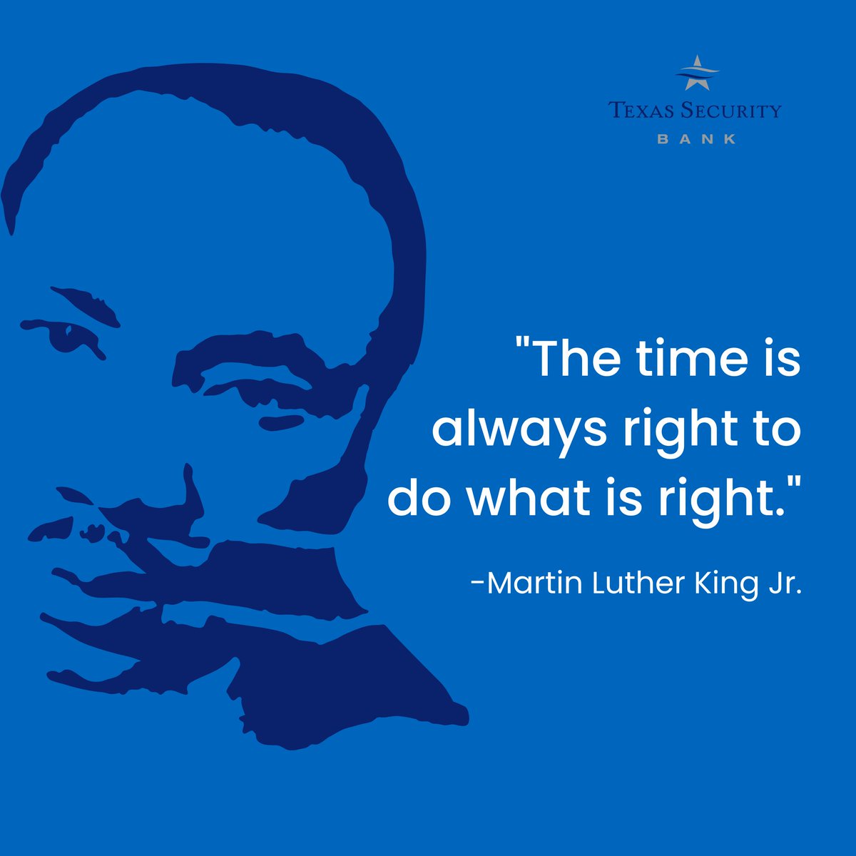 TXSecurityBank's tweet photo. Today, we honor the achievements of Martin Luther King Jr. who advocated for nonviolent activism in the Civil Rights Movement, which protested racial discrimination in federal and state law. (Member FDIC)

#TexasSecurityBank #MLK https://t.co/QgpiXUqBZE