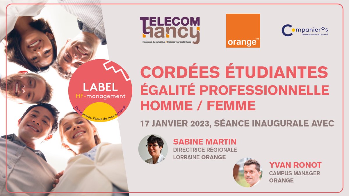TELECOM Nancy (@telecomnancy) on Twitter photo Demain aura lieu le lancement de la 3e session de la formation égalité Hommes/Femmes proposée par Companieros, à destination d’une cinquantaine d'élèves de TELECOM Nancy. La séance inaugurale sera animée par <a href="/RonotYvan/">RONOT Yvan</a> et <a href="/sbmdrl/">Sabine Martin</a> <a href="/OrangeGrandEst/">Orange Grand Est</a>
Merci pour cet engagement ! 🤗 Demain aura lieu le lancement de la 3e session de la formation égalité Hommes/Femmes proposée par Companieros, à destination d’une cinquantaine d'élèves de TELECOM Nancy. La séance inaugurale sera animée par <a href="/RonotYvan/">RONOT Yvan</a> et <a href="/sbmdrl/">Sabine Martin</a> <a href="/OrangeGrandEst/">Orange Grand Est</a>
Merci pour cet engagement ! 🤗