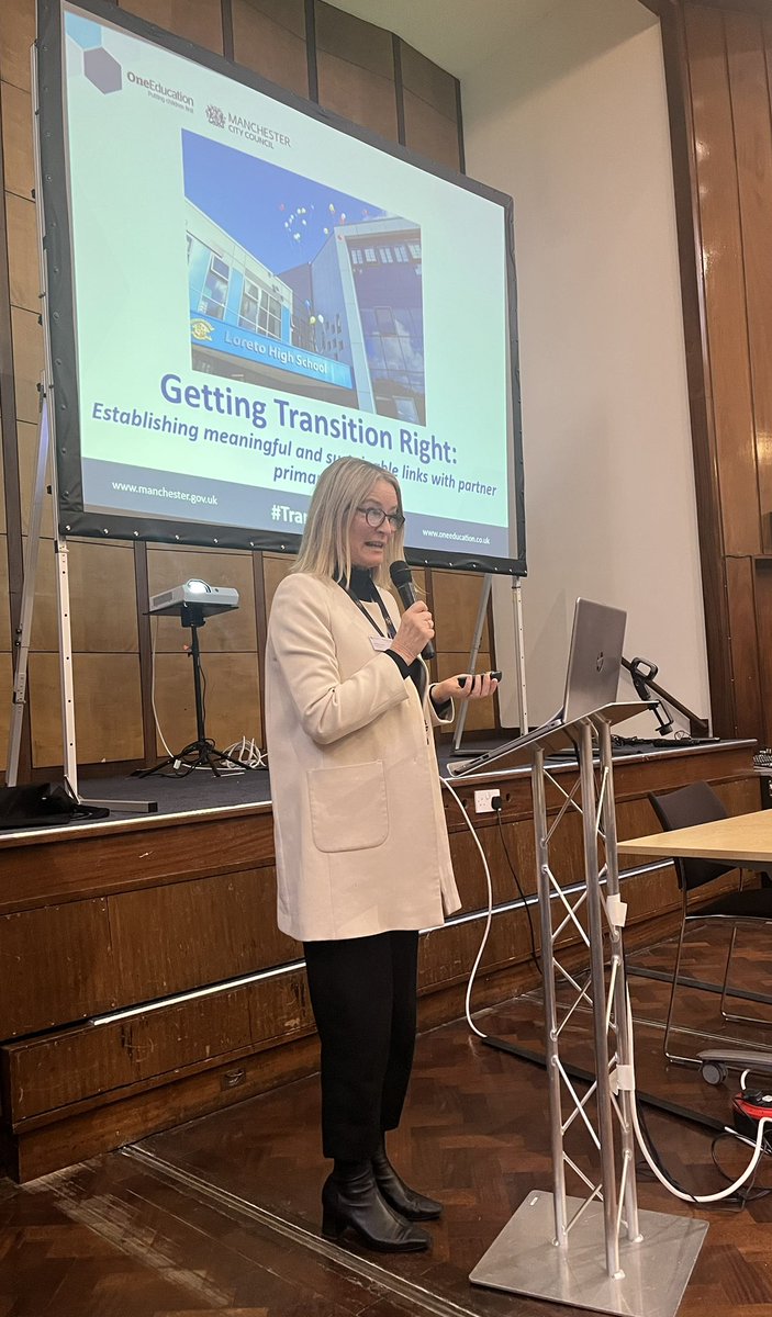 OneEducation's tweet photo. Our final keynote speaker of the day Catherine Hughes, Headteacher at @loretochorlton

Discussing the importance of establishing meaningful links with partner schools.

A perfect way to end a day dedicated to collaborating to create successful transitions.

#TransitionConf23 https://t.co/gLfwdCYKUU