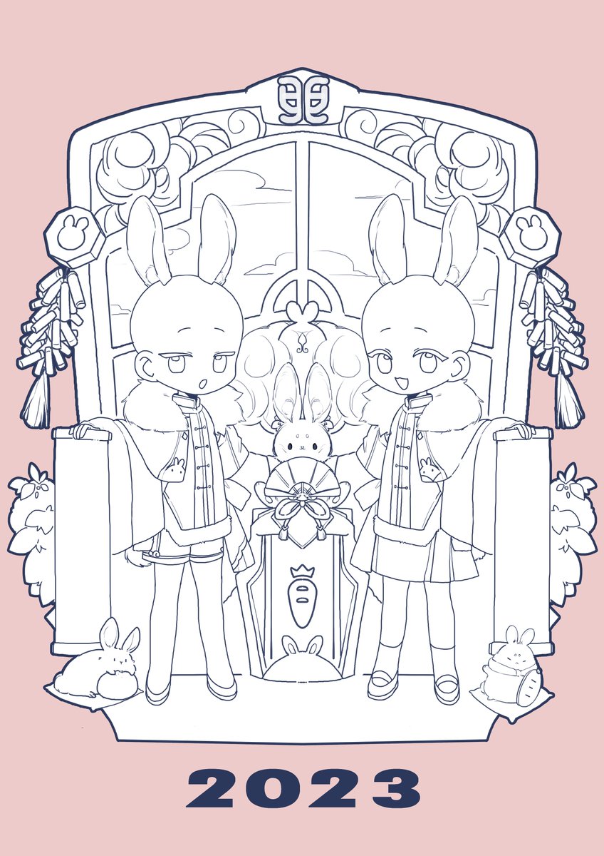 limokiwi's tweet photo. 【免費非商用模板】
新年雙人兔兔模板🐰
可以���去委託其他老師繪製
但不能自行拿此模板接委託
PO文或是尋委託時標記模板來源就可以了 🌸
(單純收藏可以不用標註 https://t.co/6wGVEu6eQR