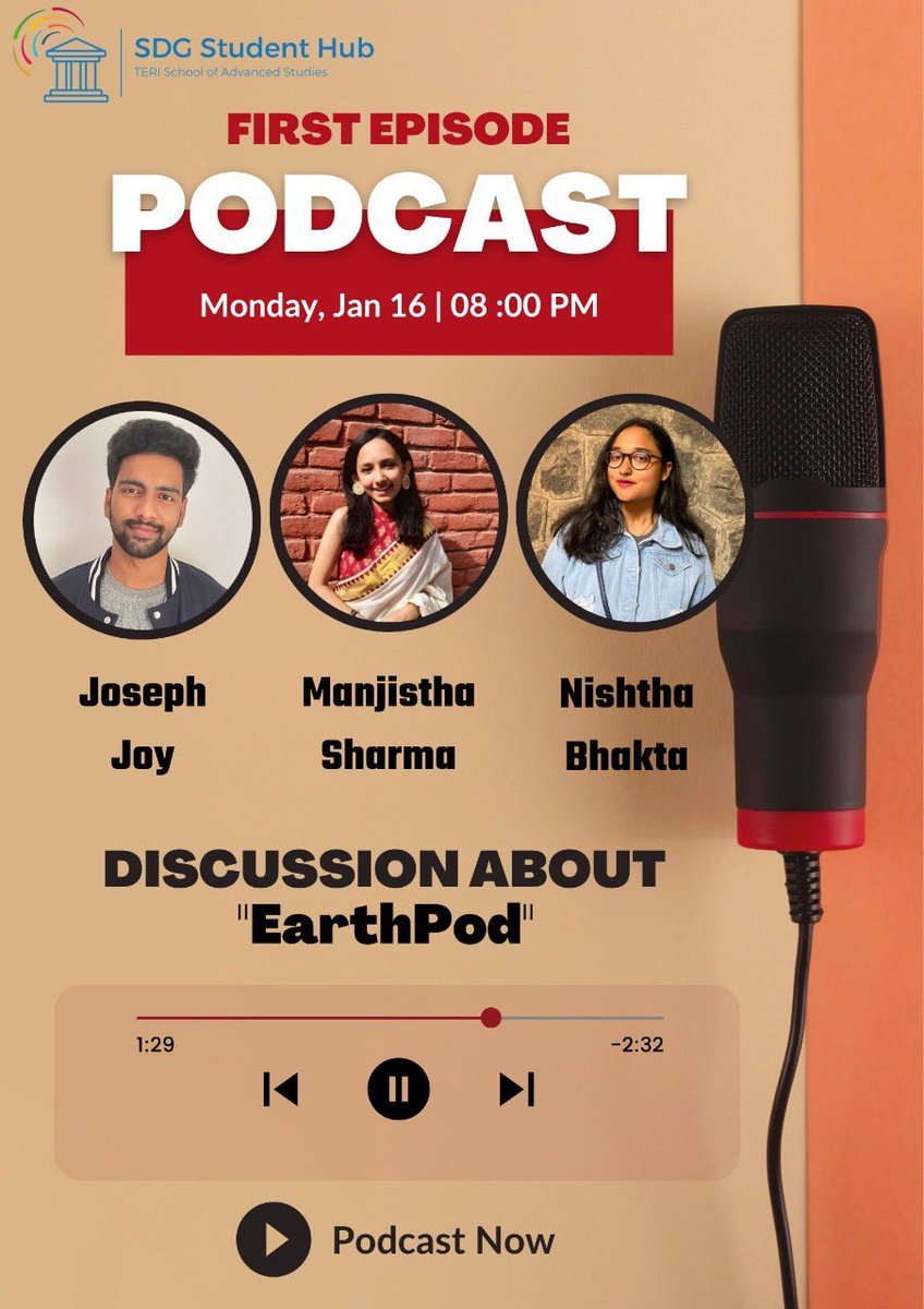 We are excited to announce that the first episode of our podcast is now live! Our podcast team at SDG Hub SDSN YOUTH-TERI SAS have come up with this podacst named-Earthpod. Share and enjoy!

Link for the podcast: open.spotify.com/show/5jSoXRQHG… 

#podcast #sdsn #sdsnyouth #sdgterisas