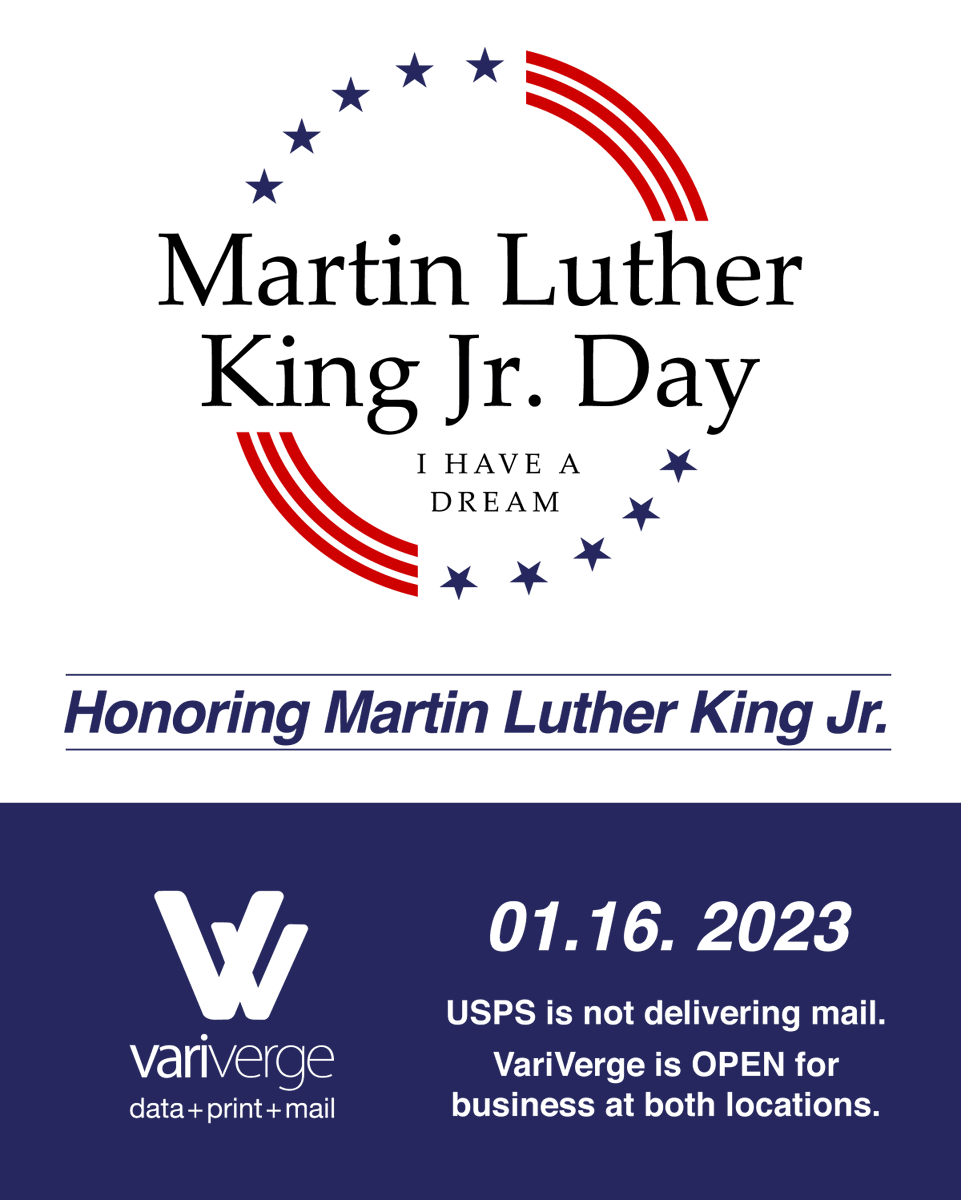 variverge's tweet photo. Honoring Martin Luther King Jr. today. "We must come to see that the end we seek is a society at peace with itself, a society that can live with its conscience."
Montgomery, Alabama, March 25, 1965.

USPS does not deliver mail today. 
Variverge will be OPEN at both locations. https://t.co/KXC5V9AtKV