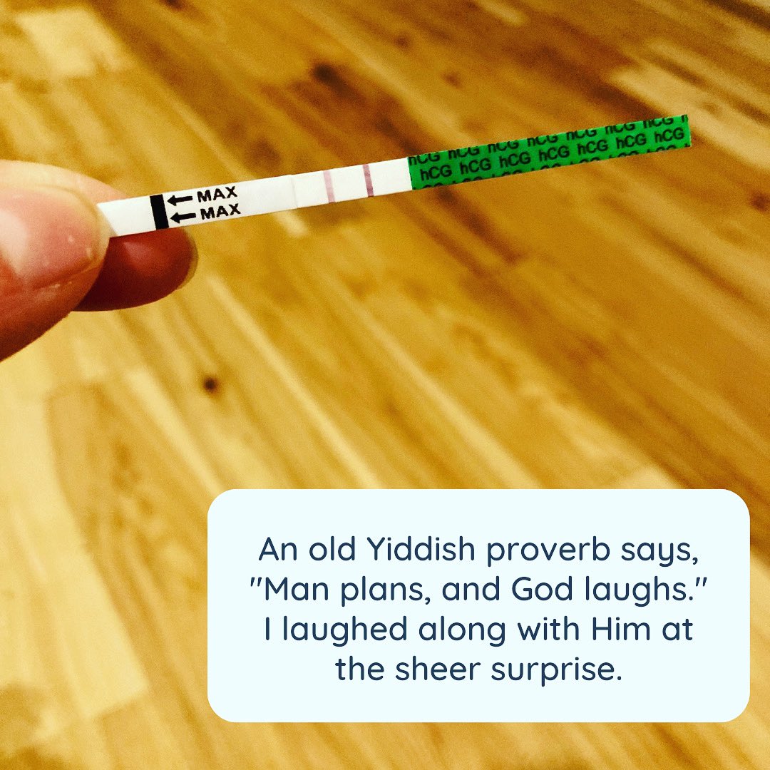 PaulaWrites678's tweet photo. 1/2: The pregnancy test instructed me to set a timer for five minutes, but I didn’t need even one. That red line showed up immediately. 
Oh, the irony. We were just five days away from an appointment that would conclude our childbearing years &amp; we were more than fine with that. https://t.co/LRp30hGgOJ
