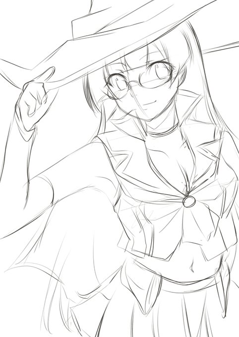 #皆さん線画と塗った後を見せてください 
下描きから塗り始めるので正式には「線画」ではないけれど 