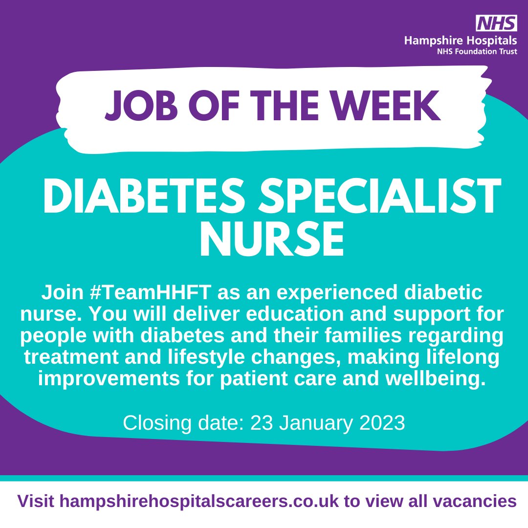 Become a part of #TeamHHFT!🧑‍⚕️ We're recruiting for an experienced diabetes specialist nurse to join an expanding and established team, focused on improving patients monitoring, treatment and care. Full role details & submit an application ➡️ bit.ly/3ZDirxy