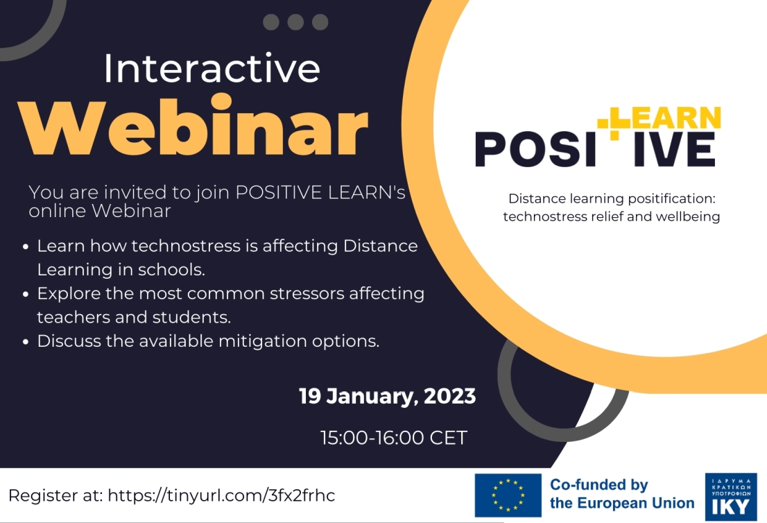 The POSITIVE LEARN team would like to invite you to join our 1st OPEN interactive webinar, taking place on the 19th January, 2023, 15:00 CET.tinyurl.com/3fx2frhc #POSITIVE_LEARN #Erasmusplus #Erasmus