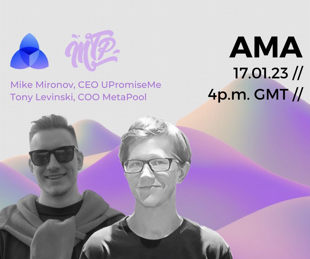 📢 Watch out for an #AMA session with 
<a href="/upromise_me/">U Promise Me</a>
 next week!😄 

📅 DATE: 17/01/23
⏳ TIME: 4pm GMT
📍 Twitter Spaces

Don't miss the opportunity to learn more about both projects and take part in our events!☀️😊
#MetaPool_me #Blockchain #Crypto #VentureCapital #Fintech