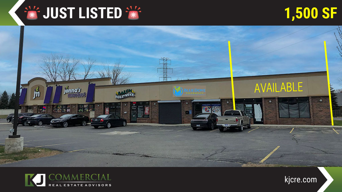 KJ_Commercial's tweet image. 1,500 SF #endcap | #Retail #Office | For #Lease | Westland, MI

8675 N. Newburgh Road:
• Busy #retailcenter with new façade
• Join Jonna's Market, Salon Hollywood, &amp;amp; Blue Dove Pharmacy

Call David @ 248.851.8900

#CRE #kjcommercial #ForLease
tiny.cc/newburgh-plaza