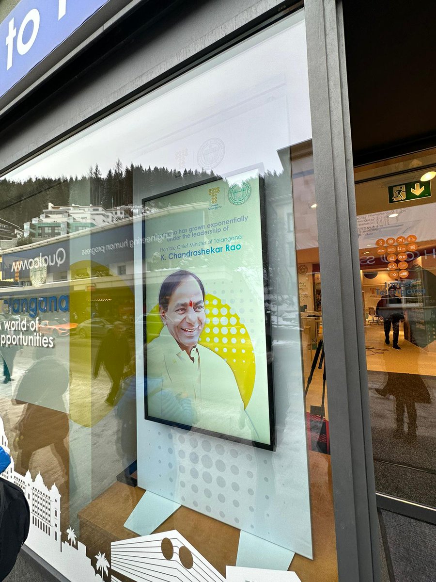 MinisterKTR's tweet photo. IT &amp; Industries Minister @KTRTRS inaugurated the Telangana State Pavilion at @wef Annual Meeting in Davos today.

The pavilion depicts the tagline "Telangana - A World of Opportunities" and highlights the Telangana Government's progressive policies.

#TelanganaAtDavos
#wef23 https://t.co/TvPmyXol5z