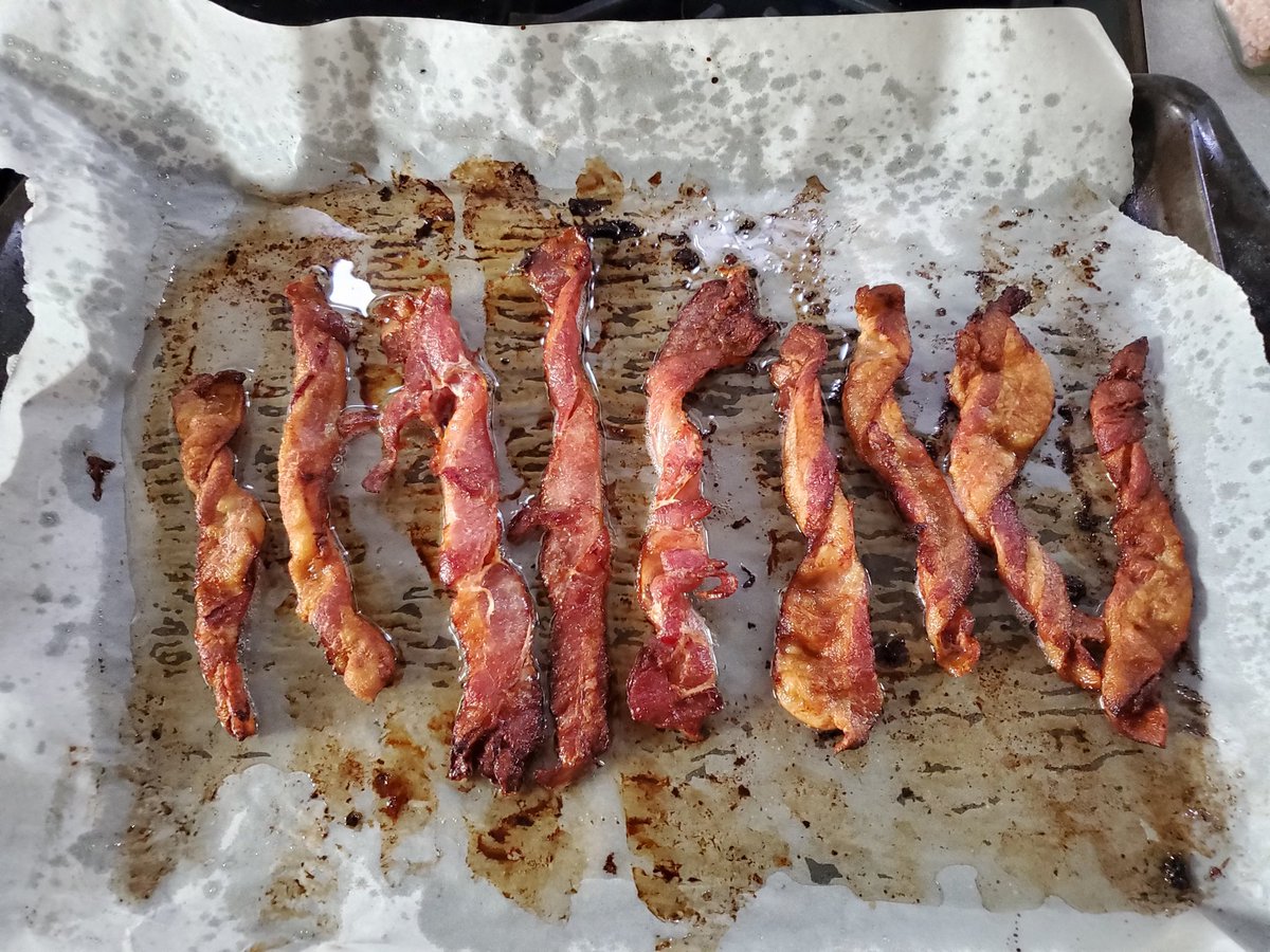 Twisting the bacon allows for more pieces on the pan and gives it a good texture.  Crispy edges but still chewy in the middle #carnivore #eatmeatbehappy