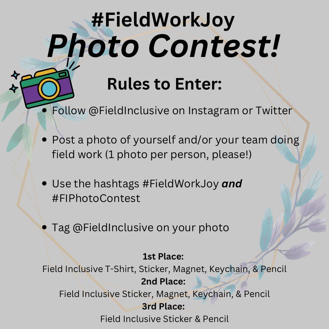 What’s that I see? A photo contest!! 📸 Show us your #FieldWorkJoy with your fav species, field site, team, or equipment! You have from now until the end of #FieldInclusiveWeek to enter. We’ll announce winners Monday! 

Enter to win some FI swag &amp; year-long bragging rights! 👇🏽