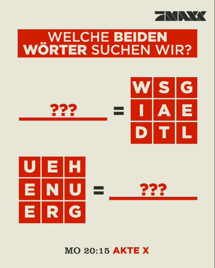 ProSiebenMAXX's tweet photo. Wer kommt auf die Lรถsung unseres #MysteryMonday-Rรคtsels? ๐ค
Heute:
๐บ 20:15 #AkteX (Doppelfolge)
๐บ 22:05 #Eureka (Doppelfolge)
๐บ 23:45 #Superntural (Doppelfolge) https://t.co/rmAbBRL45S