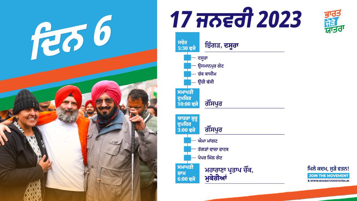 Day 6
#BharatJodoyarta #BharatJodoYatraInPunjab